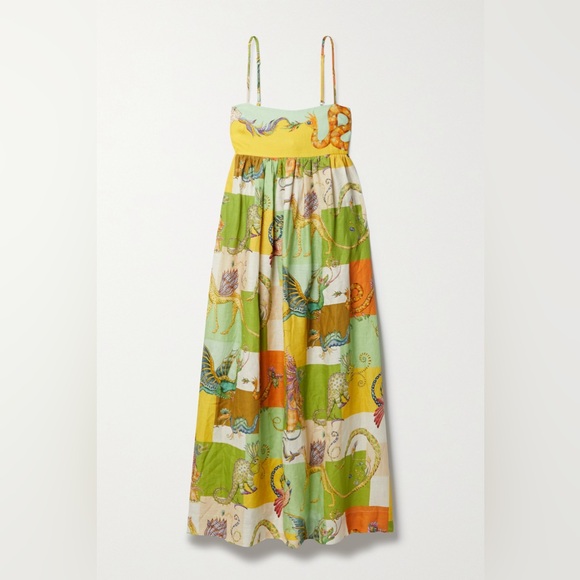 NWOT Alemais Jerome Patchwork Linen Midi Dress US Size 6 - Picture 9 of 9